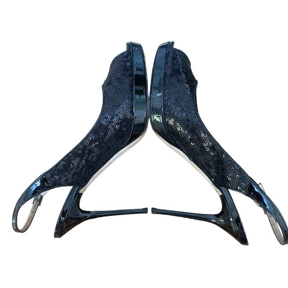 Jimmy Choo Authentic Black Sequin Slingback Heels Sz 37 (7) - Picture 5 of 12